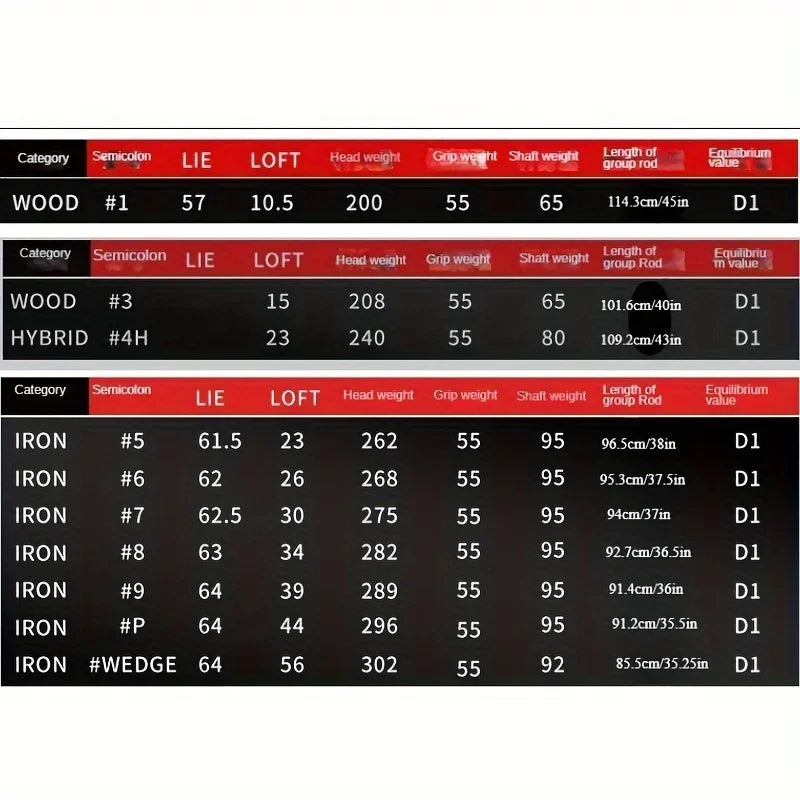 Schlägerset Männer 11-teilig (Stahl oder Carbon)